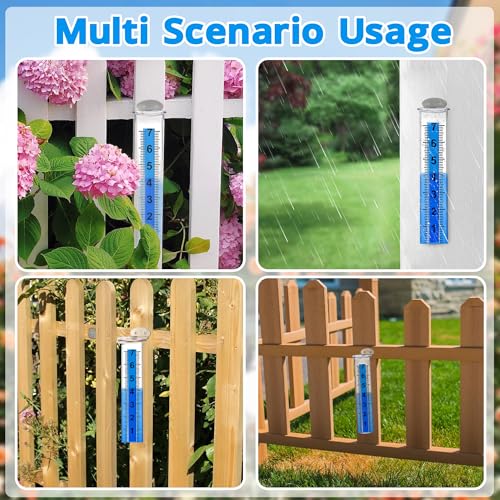 Rain Gauge Outdoor, 7" Large Capacity Rain Gauge Replacement Tube