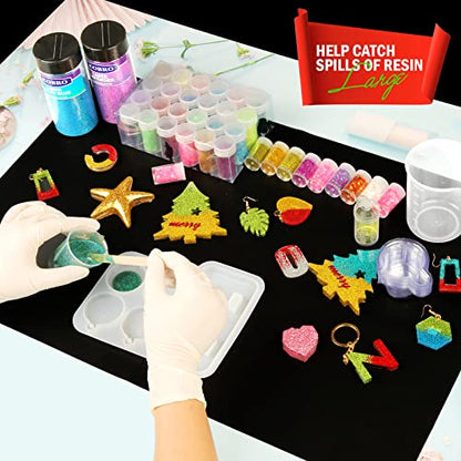 LEOBRO Large Silicone Mat, 23.4” x 15.6” Black Silicone Mats for Crafts, Play Dough Mat, for Resin Molds, Clay, Paint, Arts and Crafts, Medium Thickness 0.75 MM