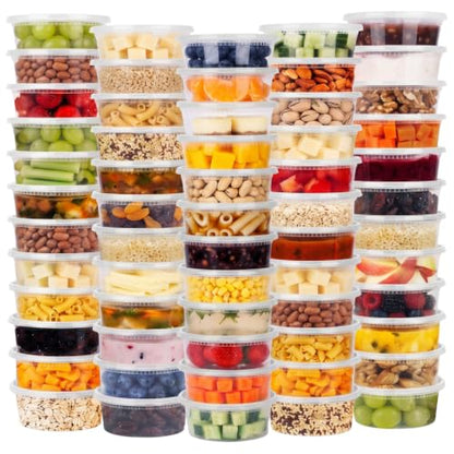 NESCCI 72 Sets (144-Piece) Deli Containers with Lids,8oz X 72 Set Each - size: 8oz X 72 Set