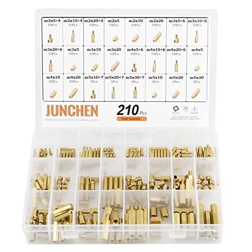 Junchen 210 Pieces M2 M3 M4 M5 Male Female Hex Brass Spacers Standoffs Screws Nuts Assortment Kit - size: M2 M3 M4 M5