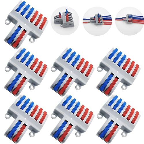 CESFONJER Compact Wire Connectors, SPL-62 7 pcs Lever Nut Assortment Conductor, Quick Wiring Connector, for Electrical Wires Solid Stranded Flexible (2 in 6 Out) - color: set3