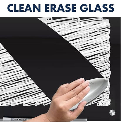 Quartet Magnetic Dry Erase Board, 72" x 48" Glass Whiteboard for Wall, Infinity, Black (G7248B) - size: 72"W x 48"H