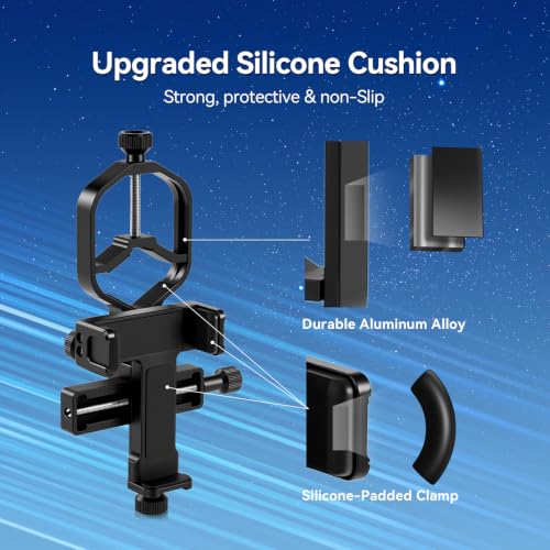 SVBONY SV214 Pro Telescope Phone Mount 3 Axis, Telescope Phone Adapter - size: Support 28 to 48mm