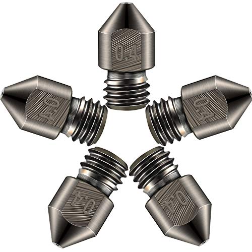 Mudder 5 Pcs Hardened Steel Nozzles 0.4mm Mk8 3D Printer Nozzles