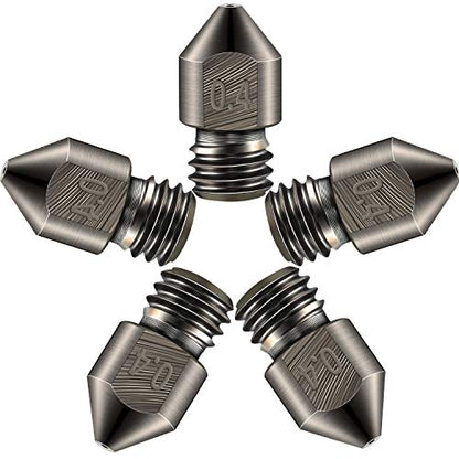 Mudder 5 Pcs Hardened Steel Nozzles 0.4mm Mk8 3D Printer Nozzles