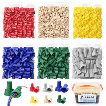 AccEncyc 800 Pcs Wire Nuts Assortment Kit 6 Sizes Winged Twist Wire Nuts