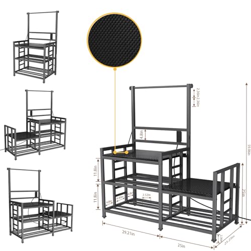 3D Printer Table with Filament Storage Printer Stand with Power Outlet,Heavy Duty 3D Printer Storage rack for ABS, PLA, TPU Filament Spools, Home Offices and Studios Carbon Fiber Black - color: Carbon Fiber Black