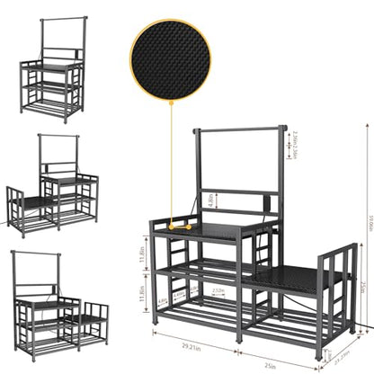 3D Printer Table with Filament Storage Printer Stand with Power Outlet,Heavy Duty 3D Printer Storage rack for ABS, PLA, TPU Filament Spools, Home Offices and Studios Carbon Fiber Black - color: Carbon Fiber Black