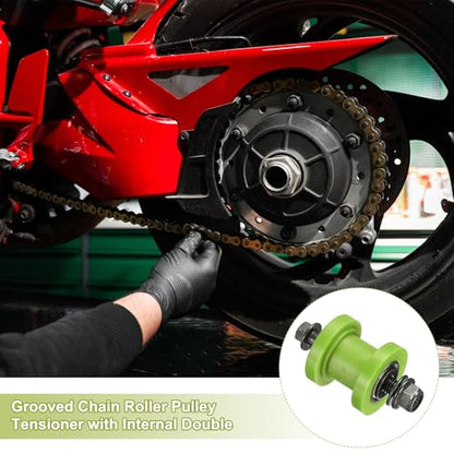 PATIKIL 8mm Grooved Roller Pulley Tensioner Chain Roller Pulley Mini Green - color: Green