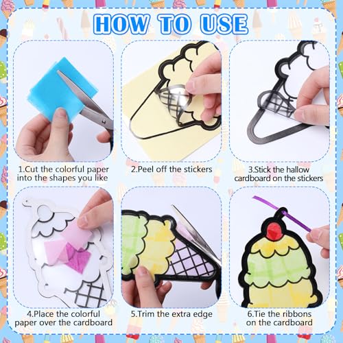 Eersida 32 Pcs Christian Cross Craft Kit, VBS Religious Suncatcher DIY - style: Ice Cream Style