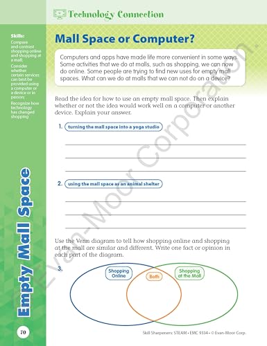 Evan-Moor Skill Sharpeners STEAM Workbook, Grade 4, Science, Technology, Engineering, Art, Math, Hands On Activities, Helping Others, Collaboration, Solve Real World Problems, Puzzles, Homeschool