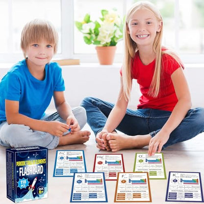118Pcs Periodic Table of Elements Laminated Flashcards Science Flash Cards Chemistry Flash Card Game Science Elements Study Guide for Teachers Students