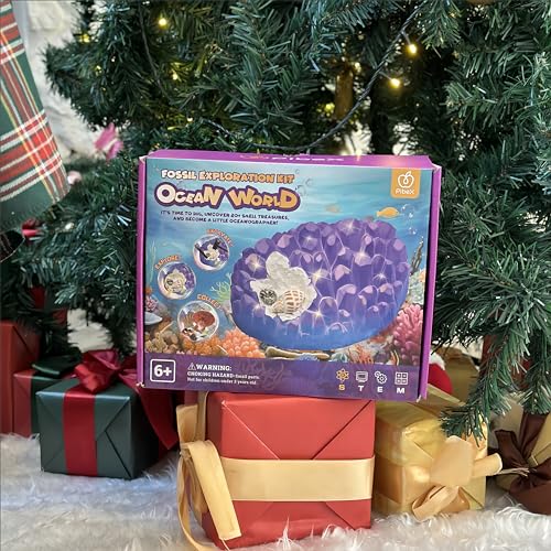 PIBEX Ocean Fossil Dig Kit, 20+ Real Shells & Seasnails, Sea Creature Toy - size: Ocean World (20+ Fossils)