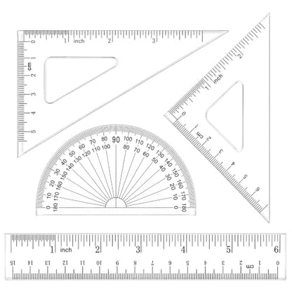 Coopay 4 Pcs Math Geometry Tool Set, Clear Acrylic Drawing Tool, Clear - color: Clear, size: 6 Inch