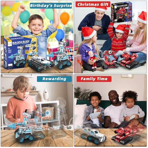 STEM Robot for Kids Ages 8-12, 5-in-1 Remote Control and APP Programmable Robot Toys DIY Building Science Educational Kit, Building Block Birthday Gift for Teen Boys Girls