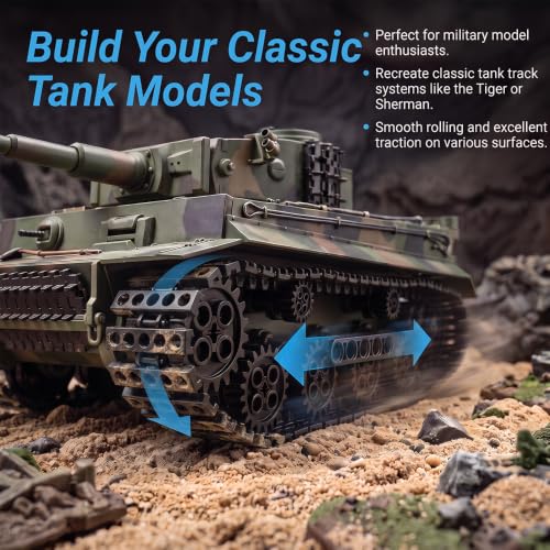 504PCS Technical Tank Track & Wheel Set Treads Chain Links Tank Robot Sleigh Car Motorcycle Toy Accessories Compatible with LEGO and Major Building Brands, Gift for Kids Ages 6 7 8 9 10 11 12+