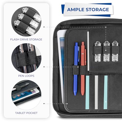 Samsill Professional Padfolio, Faux Leather Junior Portfolio with Zipper, 10.1 Inch Tablet Sleeve, with 7 x 10 Inch Notepad, Black - size: Junior - 7 x 10 inches, style: Zipper Padfolio