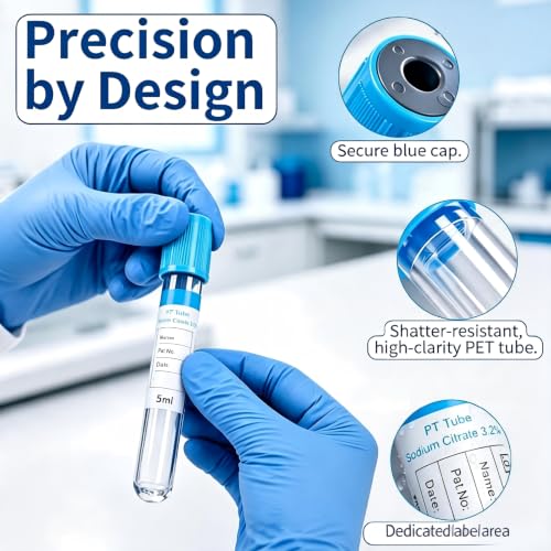 100 Pcs 3ml Plain Plastic Sample Tubes with Blue Cap for Lab Use - color: blue-3ml-100