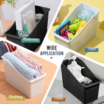 Geetery Plastic Book Bins for Classroom, 24 Pcs, Black, White - color: Black, White
