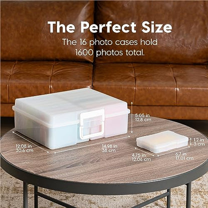 IRIS USA Photo Storage Box |Made in USA| 16 Cases - (2-Pack) - Pearl - color: Pearl, size: 16 Cases (4x6)