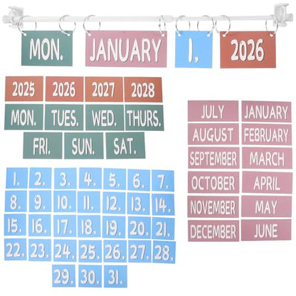 Flip Calendar Bulletin Board for Classroom Adjustable Calendar Holder Teacher School Decor with 54 Date Cards 2026-2028