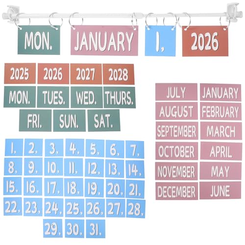 Flip Calendar Bulletin Board for Classroom Adjustable Calendar Holder Teacher School Decor with 54 Date Cards 2026-2028