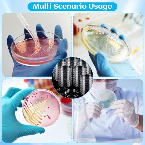 160 Pack Petri Dishes with Lids, 90mm Dia x 15mm Deep Plastic Sterile Container, Clear Plastic Petri Dishes for Science Experiment Lab Analysis Equipment School Projects Supplies