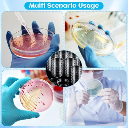 160 Pack Petri Dishes with Lids, 90mm Dia x 15mm Deep Plastic Sterile Container, Clear Plastic Petri Dishes for Science Experiment Lab Analysis Equipment School Projects Supplies