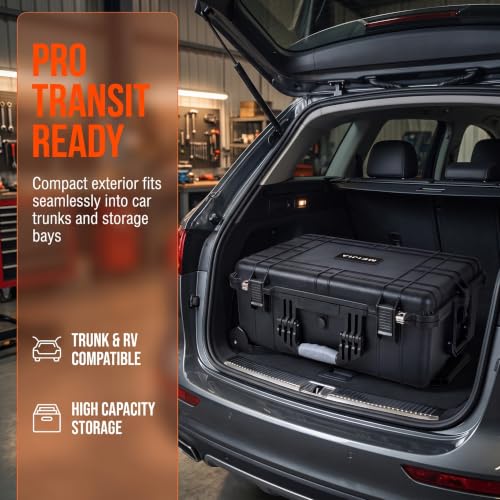 MEIJIA Portable Waterproof Protective Case, Hard Camera Case With Retractable Pull Handle And Rolling Wheels, Customizable Fit Foam Inserted, Elegant Black, 24.25 X19.41 X9.76 inche - size: 24.25 X19.41 X9.76 inches