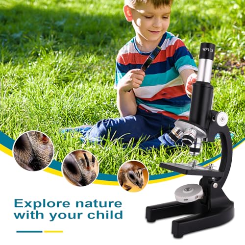 Microscope for Kids & Adults,40X-2000X Magnification Microscope for Kids 8-12, with LED Fill Light & Phone Holder, Great for School Labs and Home Schooling - color: black
