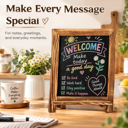LotFancy 15"x12" Magnetic Chalk Board Sign, Small Tabletop Chalkboard Brown - color: Rustic Brown, size: 12"W x 15"H