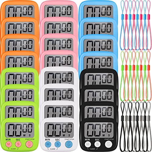 Weewooday 24 Pcs Digital Kitchen Timer Magnetic LCD Alarm, Colorful - color: Colorful
