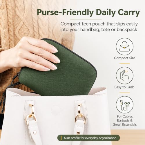 SIMTOP Electronics Travel Organizer, Compact Charger Case - color: Green