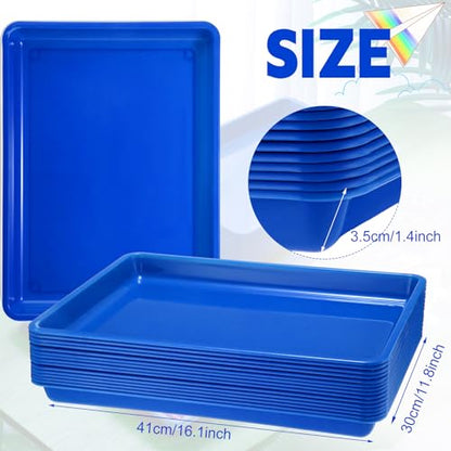 Maitys 15 Pack Plastic Art Trays 12 x 16 Inch Sensory Trays, Blue - color: Blue
