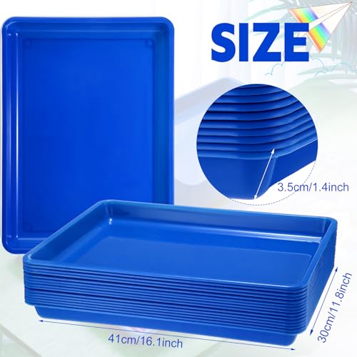 Maitys 15 Pack Plastic Art Trays 12 x 16 Inch Sensory Trays, Blue - color: Blue