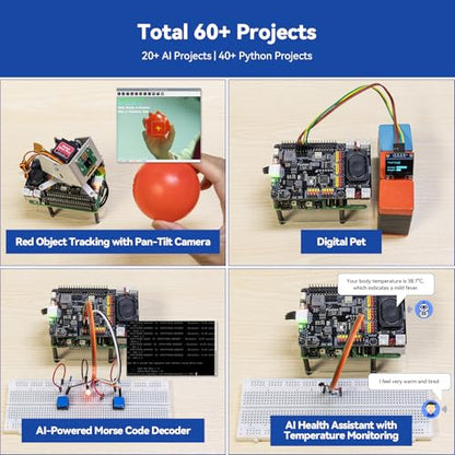 SunFounder AI Fusion Lab Kit for Raspberry Pi 5/4/3B+/Zero 2w, LLMs ChatGPT/Gemini/Grok, YOLO&OpenCV & MediaPipe, Python, Video Courses for Beginners Engineers