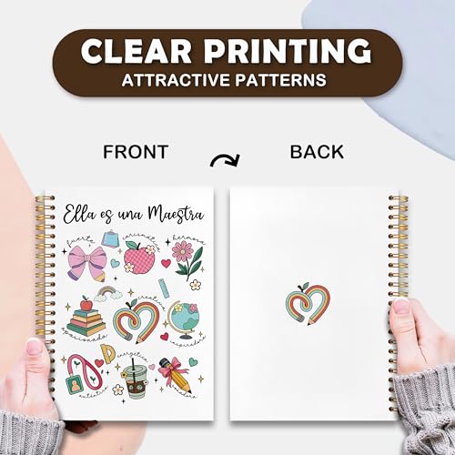 VIIJJUE Teacher Maestra Appreciation Gifts Notebook, Back to School Gifts for Teachers, Regalos Para Maestras Mujeres, Educator Hardcover Spiral Notebooks, 5.5x8.3 Inch - color: Teacher-02