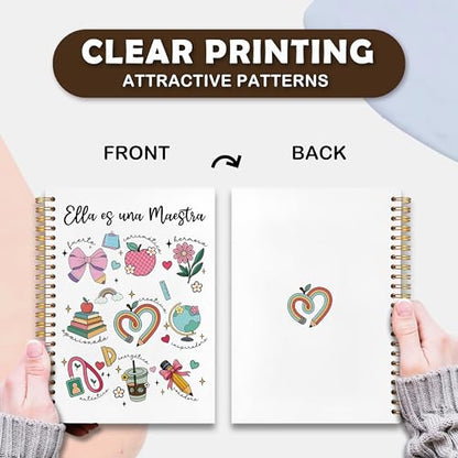 VIIJJUE Teacher Maestra Appreciation Gifts Notebook, Back to School Gifts for Teachers, Regalos Para Maestras Mujeres, Educator Hardcover Spiral Notebooks, 5.5x8.3 Inch - color: Teacher-02