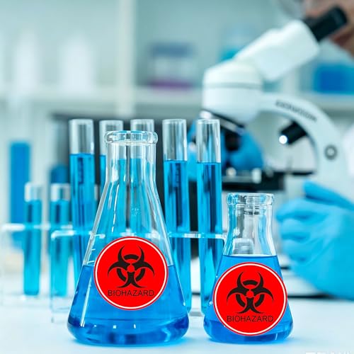 Biohazard Stickers Sign 2 '' Universal Symbol Coated Paper Signs for Labs