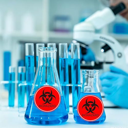 Biohazard Stickers Sign 2 '' Universal Symbol Coated Paper Signs for Labs