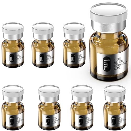Biomed Solutions Empty Sterile Vial Sealed with Butyl Rubber Stopper and Flip Top Closure,Type 1 Borosilicate Glass Tubing,Individually Packed (1mL 8Pcs Amber) - size: 1mL 8Pcs Amber
