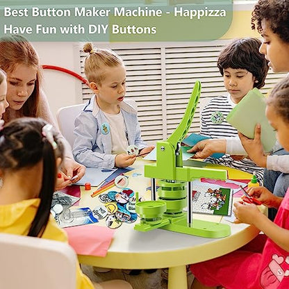 Happizza Button Maker Machine Multiple Sizes, Pin Maker Machine 1.25+2.25+3 inch, Interchangeable Button-Models Badge Button Press Machine with 300 Sets 32+58+75mm Button Maker Supplies&Circle Cutter - size: Green 1.25+2.25+3 inch (300 Sets)