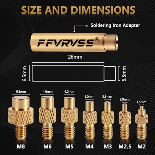 Heat Set Insert Tool 7X Soldering Tips for M2 M2.5 M3 M4 M5 M6 M8 Threaded Inserts with 900M T18 Soldering Iron Adapter Premium Clear Storage Case Precision Press Tool for 3D Printer Parts - color: M2-m8 New Edition 8 Tips