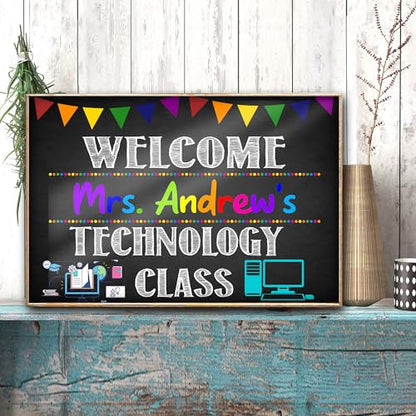 Jinniee Personalized PC Poster Computer Science Classroom Poster, Stem Technology Education Chart, Keyboard Coding Computer Lab Wall Art For Kids Class, Digital Keyboarding Posters - color: H