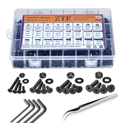 ZTF 840PCS Metric Screw Assortment Kit M2 M3 M4 M5 Metric Screws