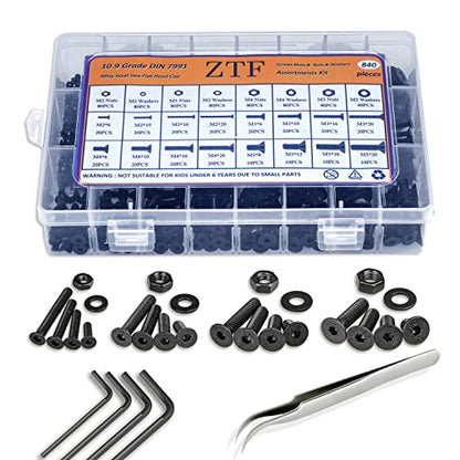 ZTF 840PCS Metric Screw Assortment Kit M2 M3 M4 M5 Metric Screws