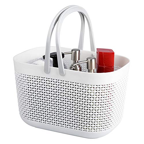 Plastic Portable Shower Caddy Basket, Storage Organizer with Handle, White - color: White, size: 1 Pack