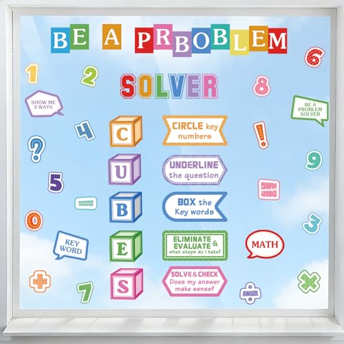LHIUEM Mathematics Quotes Wall Decals Colorful Math Classroom Wall Sticker - color: Solver