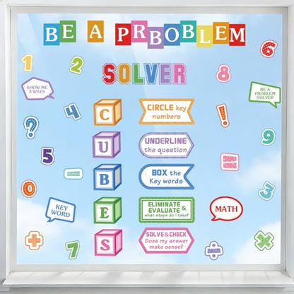 LHIUEM Mathematics Quotes Wall Decals Colorful Math Classroom Wall Sticker - color: Solver