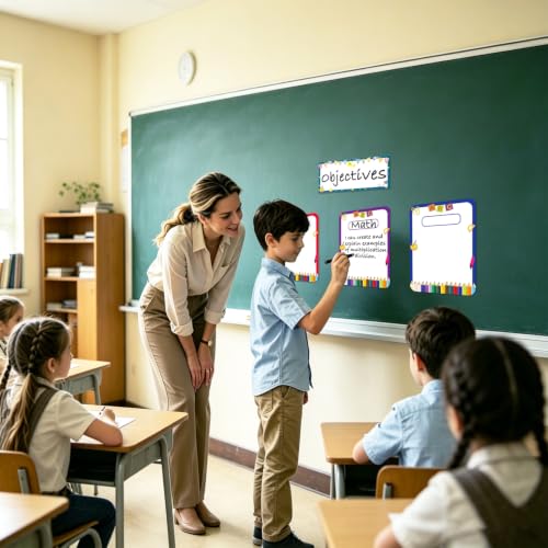 Classroom Learning Objectives Board, 9pcs Magnetic Schedule Display - style: Portrait Whiteboard